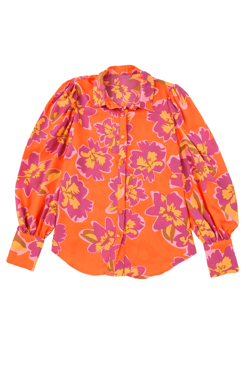 Floral Print Lantern Sleeve Shirt