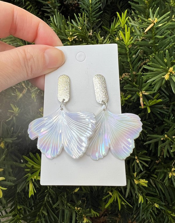 Iridescent Leaf Acrylic Earrings