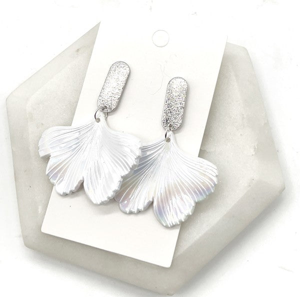 Iridescent Leaf Acrylic Earrings