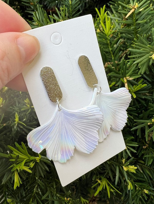 Iridescent Leaf Acrylic Earrings