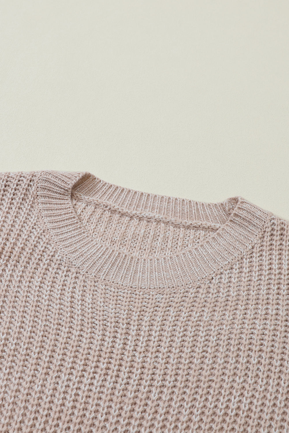 Parchment Cable Knit Sleeve Drop Shoulder Sweater