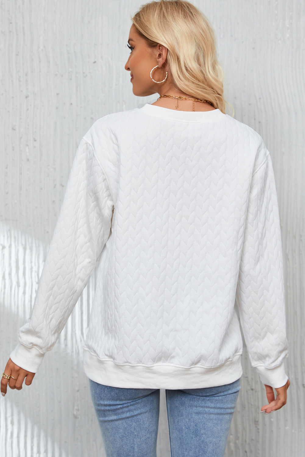 White Merry And Bright Cable Knit Pullover Sweatshirt