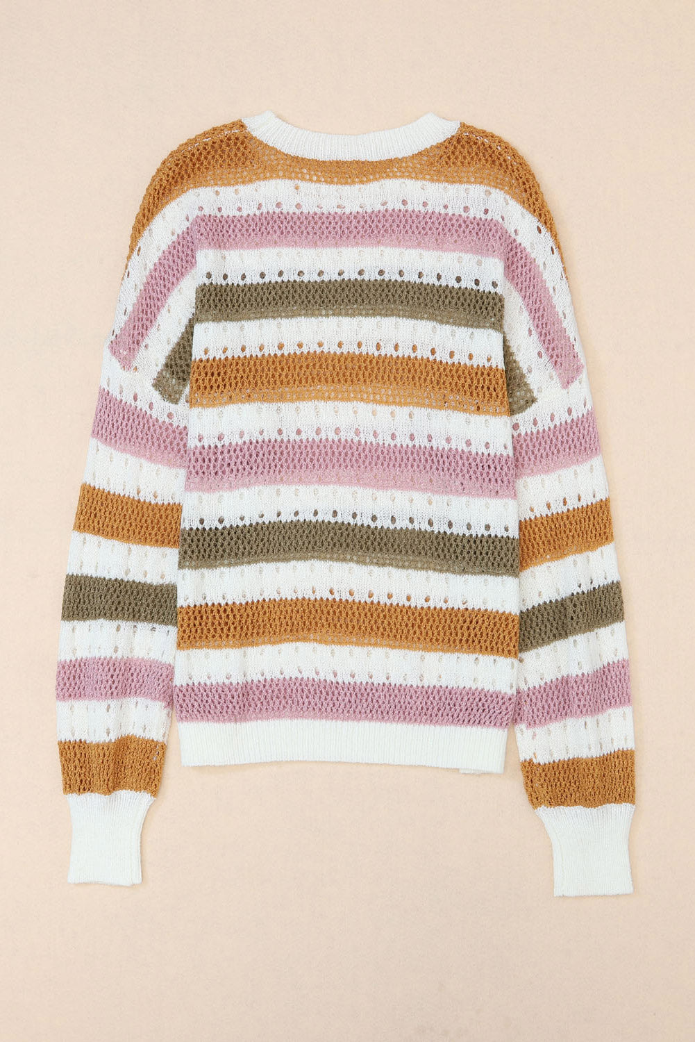 Striped Hollowed Knitted Loose Sweater