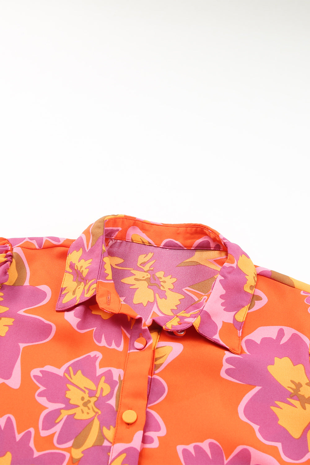 Floral Print Lantern Sleeve Shirt